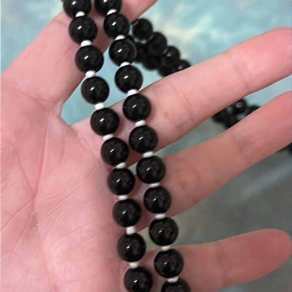 Vintage Zebra Double Strand Heavy Duty Necklace Talbots? - Picture 6 of 7